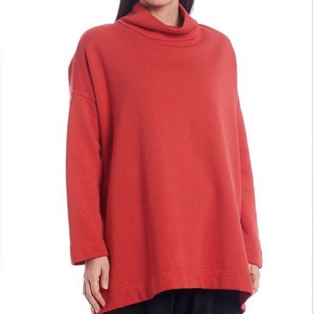 Bryn Walker Vail Tunic Mock Neck Bamboo Fleece, XL, Red